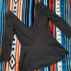 Forget 21 deep V black blouse